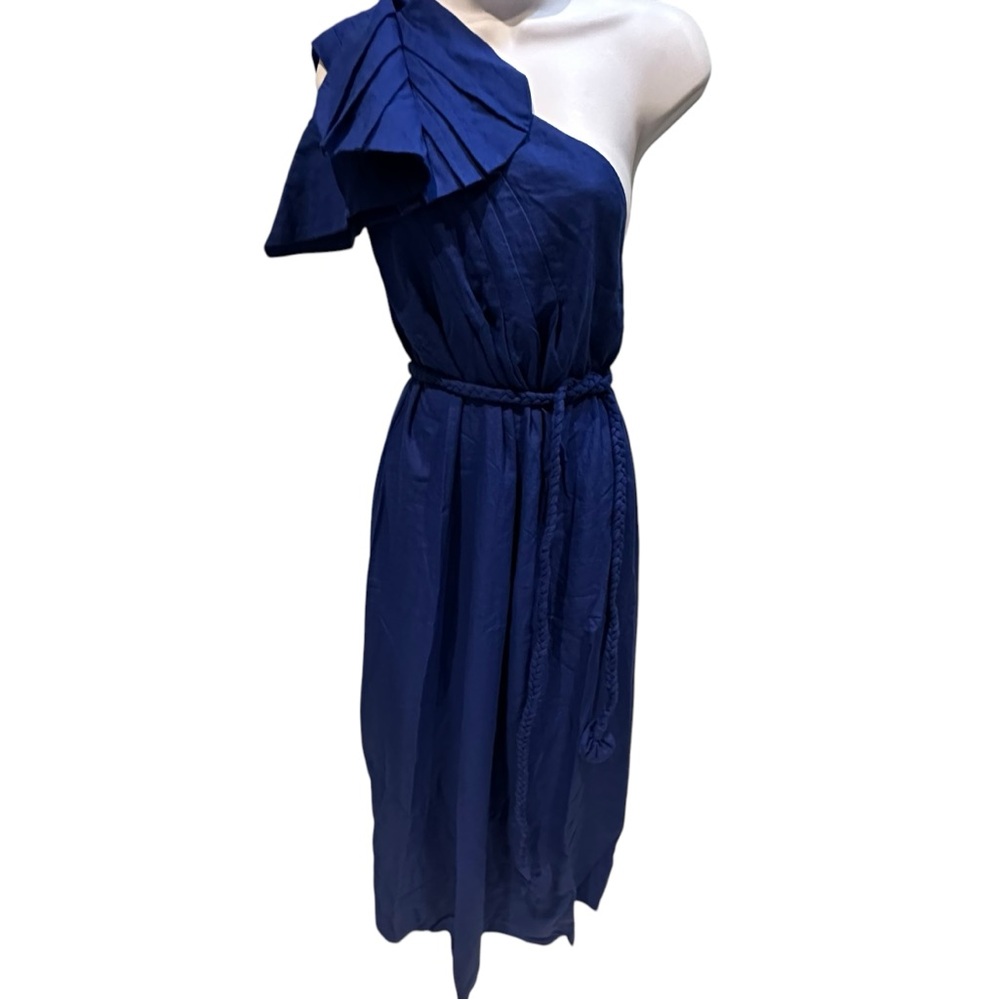 Farm Rio One Shoulder Blue Leaf Maxi Dress Small New with Tag - Picture 4 of 16